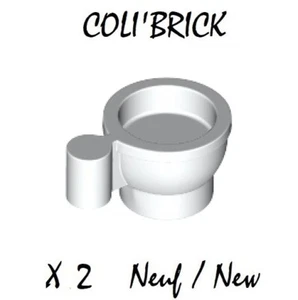 Lego 38014 - 2x Tasse Verre / Minifig utensil Tea Cup - Blanc / White - NEW - Picture 1 of 1