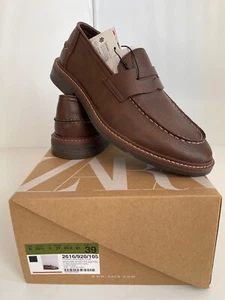 Zara NWB Sport Moccasins leather loafer Brown Size 6/7 - Picture 1 of 9