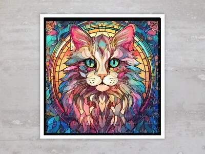 Vitral lindo gatinho gato colcha tecido painel costura acolchoado bloco A103 - Imagem 1 de 4