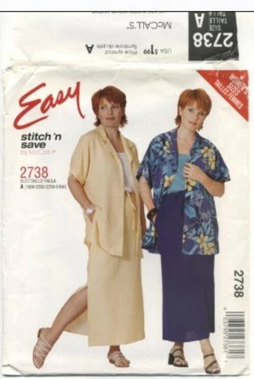 McCall's Pattern 2738 Woman's Shirt Top & Pull-On Skirt Sewing Craft Project (H) - Image 1 of 1
