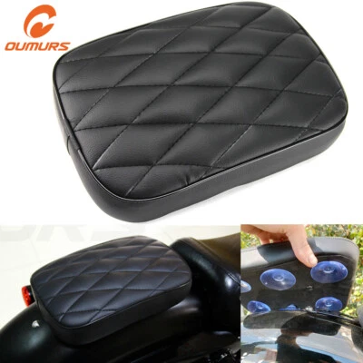 Guardabarros trasero negro pasajero almohadilla asiento 8 ventosas para motocicleta Harley Foto 1 de 4