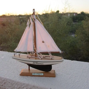 8" sailing Ship model boat sailboat display hang stand St Thomas tree ornament - Picture 1 of 7