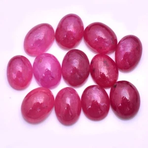 12 Pcs Natural Ruby 6mm-7mm Oval Cabochon Dazzling Red Huge Loose Gemstones Lot - Picture 1 of 4