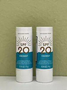 (2) Bath & Body Works COCONUT SPF 20 Sunscreen Lip Balm Water Resistant ~SEALED~ - Picture 1 of 2
