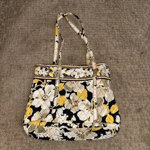 Vera Bradley Tasche Blumenmuster Hartriegel schwarz gelb weiß Tasche - Bild 1 von 7
