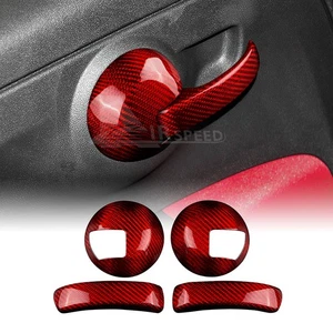 Cubierta de manija de puerta roja de fibra de carbono para Fiat 500 2008-2023 Abarth 595 2012-2023 - Imagen 1 de 10