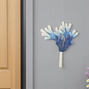 5" blau und weiß Gusseisen Koralle Wandhaken - Bild 1 von 7