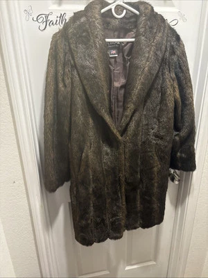 Chaqueta Abrigo Mujer Olympia Limited INC Piel Sintética Marrón Grande EE. UU. Foto 1 de 4