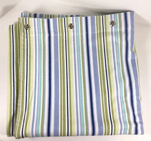 Pottery Barn Kids 100% Cotton Striped 72x70 Shower Curtain Beachy Blue Green - Picture 1 of 5