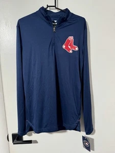Boston Red Sox Fanatics Navy Blue 1/4 Zip Tough Minded Pullover Jacket - Picture 1 of 3