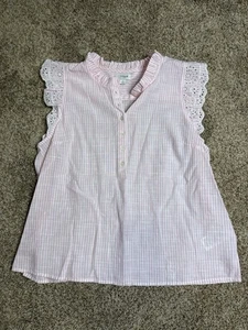 J. Camiseta sin mangas Crew con volantes algodón popelina rosa talla grande - Imagen 1 de 6