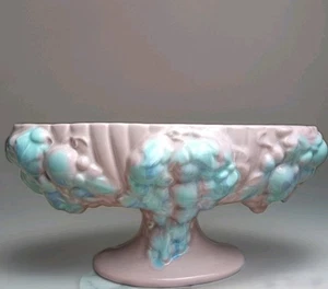 Vtg Royal Haeger Compote Bowl Pedestal Planter Pink Grape Clusters Mid Century - Picture 1 of 9