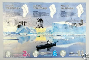 2013 Arctic Territories $2.5 $6 $11 Polymer Specimen Banknote UNCUT 3 IN 1 UNC - Picture 1 of 2