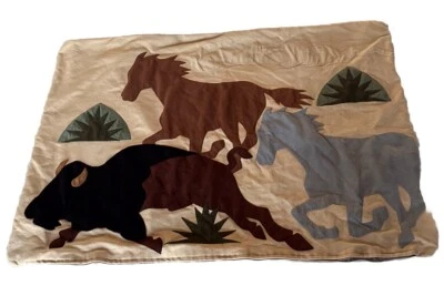 Moxie Lily & Wolf Schlien Santa Fe NM Buffalo Horses Desert Pillow Sham READ - Image 1 of 4