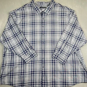 Synergy Shirt Mens 6XL Blue Plaid Button Up Long Sleeve Pocket Cotton - Picture 1 of 13