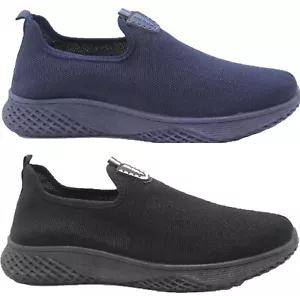 SCARPE DA GINNASTICA CASUAL DA UOMO SPORT DA CORSA SLIP ON LEGGERE MISURA UK - Foto 1 di 5