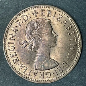 1967 Great Britain Large One Penny Bronze Coin Queen Elizabeth II World coin - Bild 1 von 2