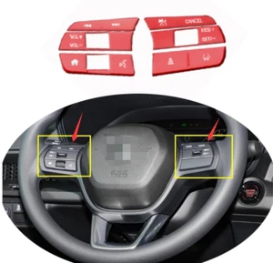 Ajuste para Honda CR-V CRV 2023-2024 Rojo Aluminio Volante Botón Cubierta Borde - Imagen 1 de 10