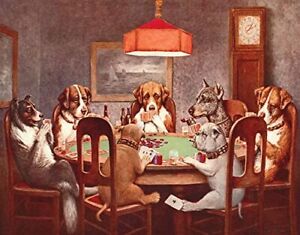 7 Dogs Playing Poker Tin Sign 16" X 12.5"