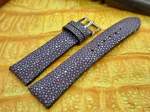 22mm/18mm Polished Stingray Leather Watch Band Bespoke Vintage Exotic Leather - Picture 1 of 11