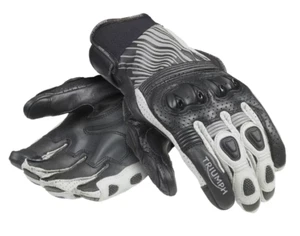 MGVS25514 TRIUMPH BULLET MOTORCYCLE GLOVES BLACK / GREY - Picture 1 of 2