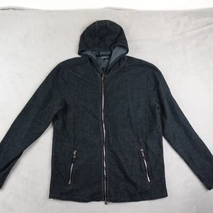 John Varvatos Hoodie Mens XL Black Zip Front Long Sleeve Hooded Dual Zip Pockets - Picture 1 of 18
