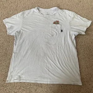 VANS Mens XL Pocket T Shirt Til Death Do Us Part White Flowers Skeleton Crewneck - Picture 1 of 10