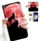 ( For Samsung S23 Fe ) Wallet Flip Case Cover Aj23624 Red Moon Wolf