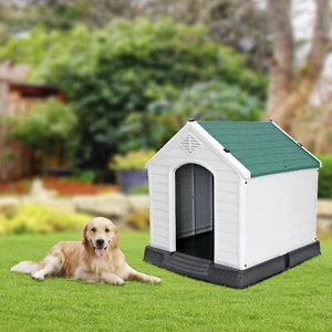 Casa para perros grande verde perrera refugio para mascotas interior exterior plástico impermeable - Imagen 1 de 13