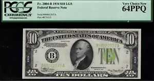 1934 $10 Federal Reserve Note New York FR.2004-B - Light Green Seal - PCGS 64PPQ - Picture 1 of 2