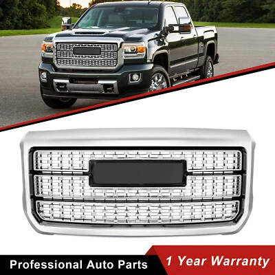 Chrome Front Grille ABS Grill W/ Snap For GMC Sierra 2500HD 3500HD 2015-2019 - Image 1 of 4