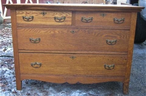 ANTIQUE USA ARTS CRAFTS GOLDEN MISSION OAK STORAGE FURNITURE DRESSER COMMODE US Cover