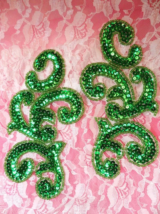 Apliques de lentejuelas verde espejo par desplazamiento diseñador cuentas hierro 7" (XR357X) Foto 1 de 1