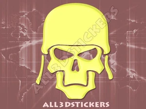 Adesivo Resinato Effetto 3D Cranio Soldato - Colore Giallo Limone 100x80 mm. - Picture 1 of 1