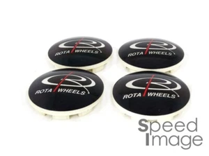 ROTA WHEELS DOME BLACK REPLACEMENT WHEEL CENTER CAPS 15 16 INCH GRID CIRCUIT 8 - Picture 1 of 2