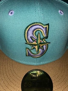 7 3/8 seattle mariners teal/wheat 30th anniversary Squidward Inspired Chrome UV - Picture 1 of 5