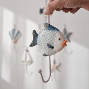 Starfish Cast Iron Wall Hooks Antique Blue Nautical Sea Life Decorative Hanging - Picture 1 of 21