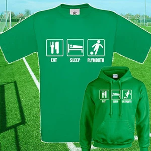 Essen, Schlaf, Plymouth Fußball / Kapuzenpulli - Kinder Erwachsene Top - Bild 1 von 3