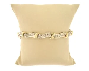 10K Two Tone Gold 1.65 Carat Channel & Pave Set Round Diamond Tennis Bracelet - Picture 1 of 3