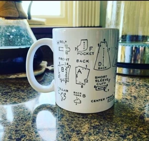 Sewing Coffee Mug Sewing Gift Pattern Pieces Seamstress Gift - Picture 1 of 3