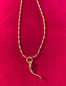 10 1/2 INCH 14KT GOLD PLATED TWISTED NUGGET ANKLET WITH A SMALL ITALIAN HORN - Picture 1 of 3