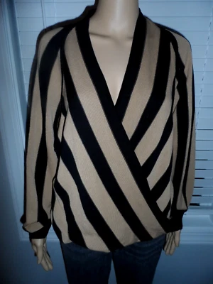 Nice The Limited size L black brown stripe faux wrap sweater women - Image 1 of 4