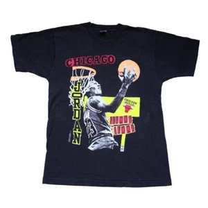 Michael Jordan Vintage 90s RARE Black Tee Chicago Bulls Illegitimate Son Sz XL-L - Picture 1 of 4