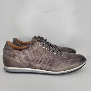 Magnanni Mens Merino Leather Shoes Mens Sz 9 Fashion Sneakers 21724 Grey Leather - Picture 1 of 7