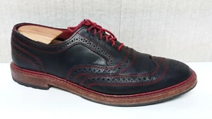 ALLEN EDMONDS - RIDGEWAY - Men's WINGTIP Oxford Shoes BLACK & RED - Size 10.5 C - Picture 1 of 12