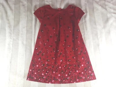 Old Navy Meninas Veludo Vermelho Floral Vestido Laço Namorados Ocasião Especial Feriado 4T - Imagem 1 de 4