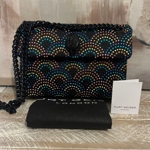 Kurt Geiger Mini Embellished Kensington Rainbow fabric crossbody bag - Picture 1 of 10