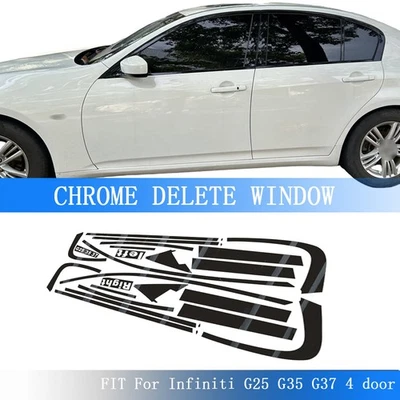 Glossy Black Chrome Delete Window Trims For Infiniti G25 G35 G37 4 door Foto 1 de 4