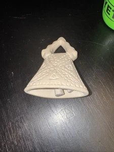 Kleine handgefertigte handgeschnitzte Vintage Glocke aus unglasiertem Ton - Bild 1 von 4