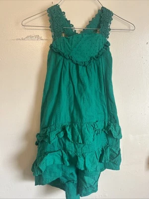 VESTIDO MATILDA JANE PRECIOSO VERDE PUNTO SUIZO ALTO BAJO SIN MANGAS NIÑAS TALLA 4 Foto 1 de 4
